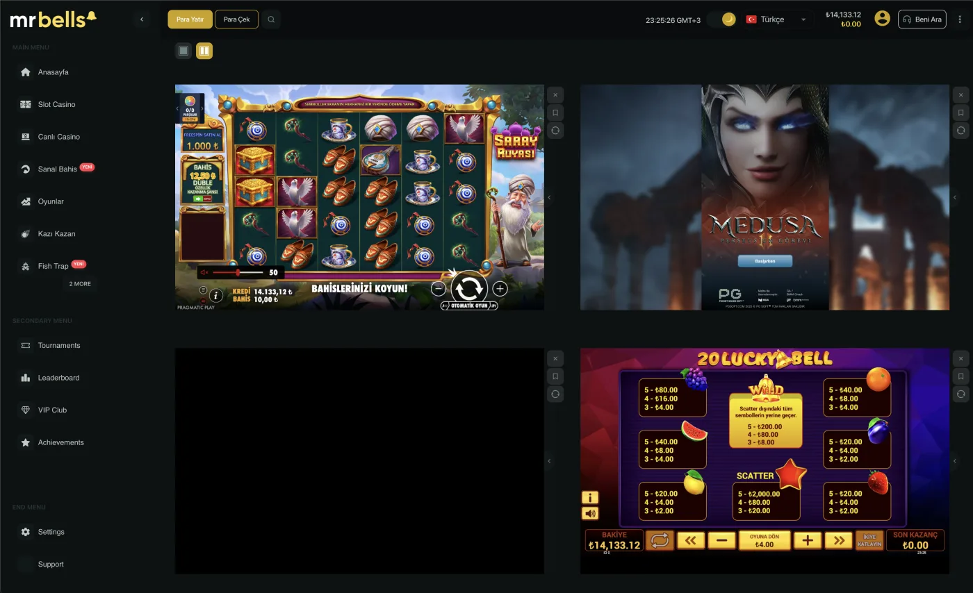 WI — multi-game window with 4 games open