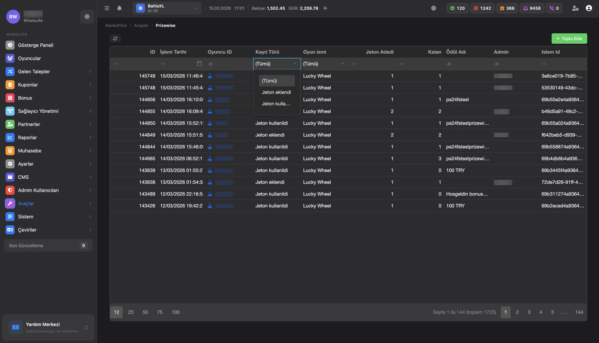 Prizewise — wheel of fortune and reward management